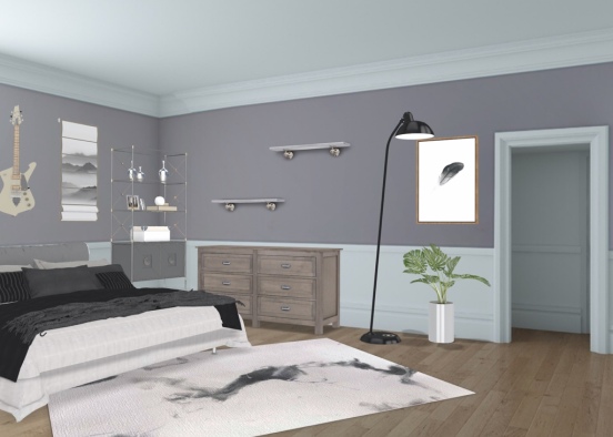grey  bedroom Design Rendering
