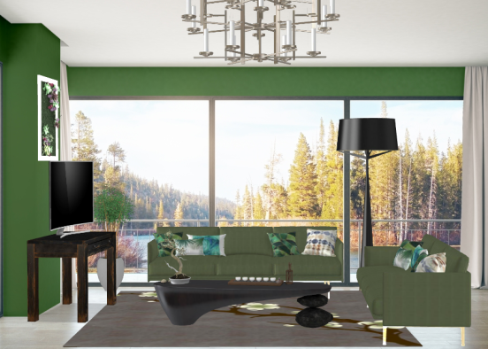 Green...living room Design Rendering