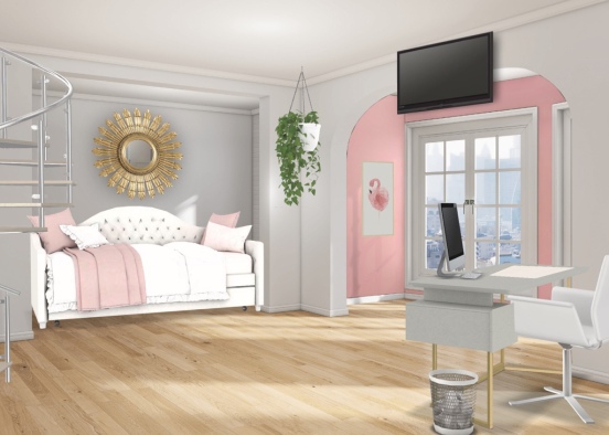 New York Girly Bedroom Design Rendering