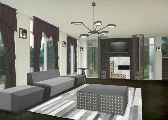 black n white living room design  Design Rendering