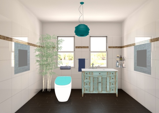 blue bathroom Design Rendering
