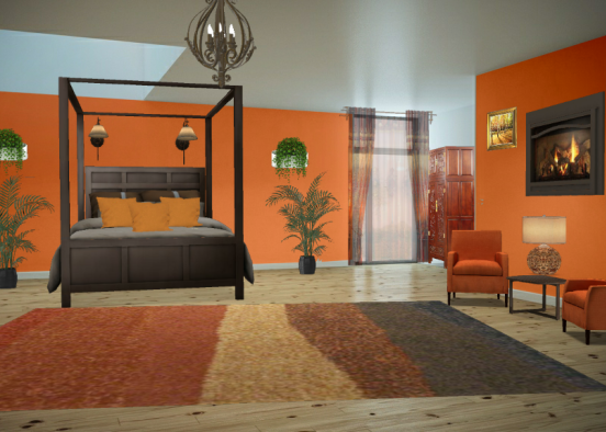 Orange bedroom Design Rendering