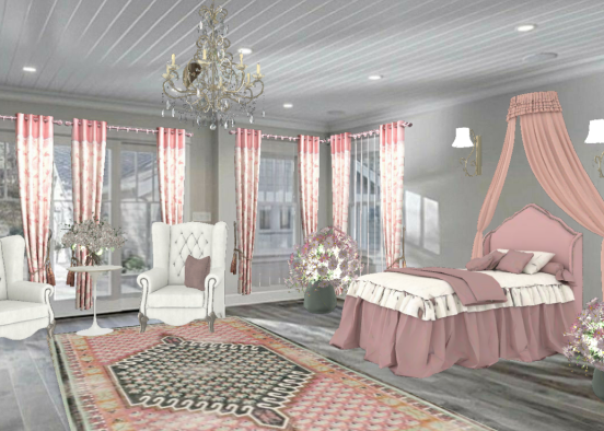 Romantic bedroom Design Rendering
