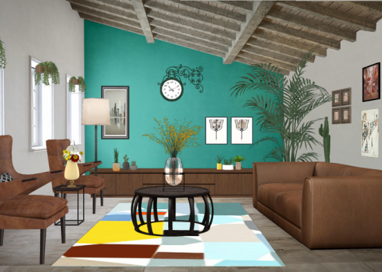 Rustic living room Design Rendering