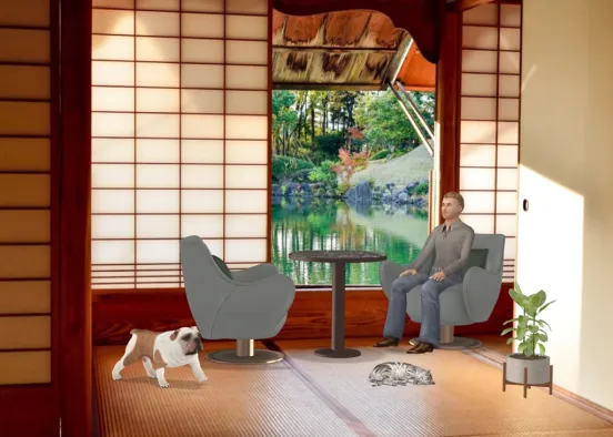 me and my pets at the cabin Design Rendering