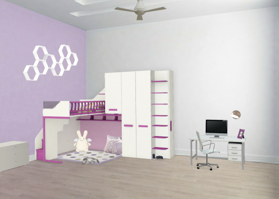 Girl kid bedroom Design Rendering
