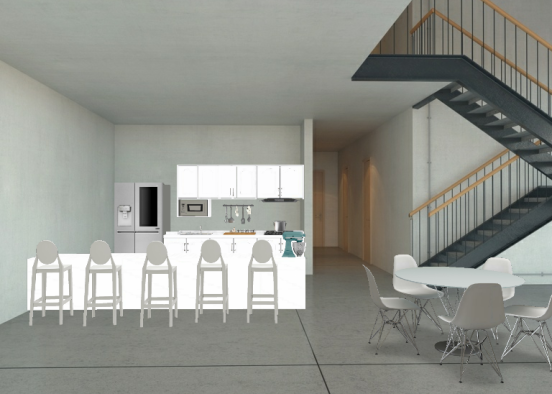 Kitchen with seating Design Rendering