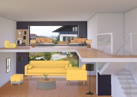 comfy spacious living room Design Rendering