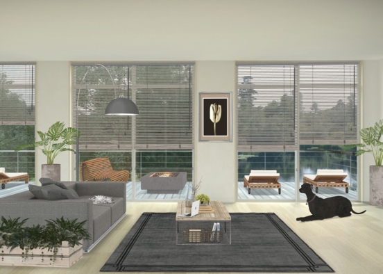 living room in a lake house Design Rendering