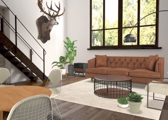 Mid-Century Living Room Design Rendering