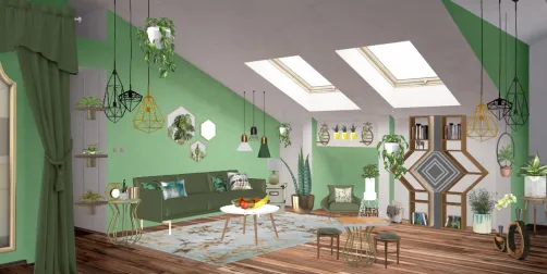 Wohnzimmer Holz Olivgrün