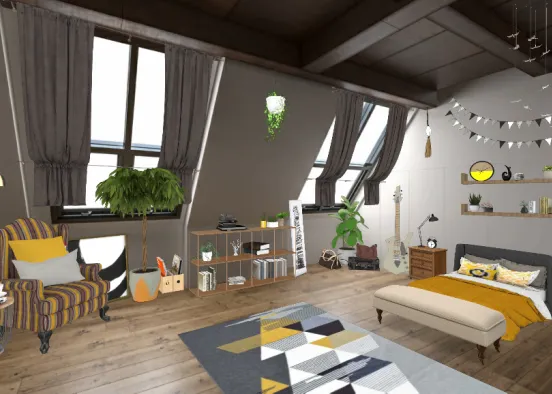 Attic den Design Rendering