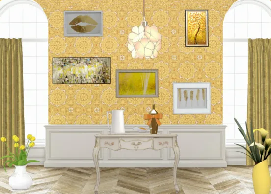 Yellow hallway room Design Rendering