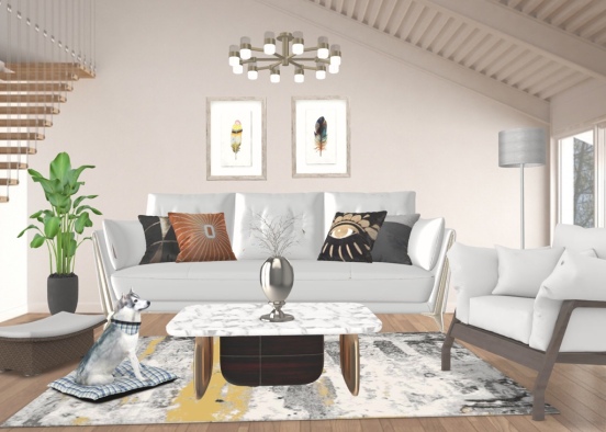 contemporary living room Design Rendering
