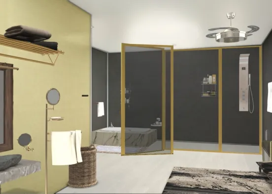 salle de bain dorée ☀️ Design Rendering
