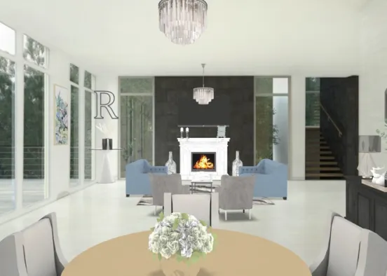 modern fun living room Design Rendering