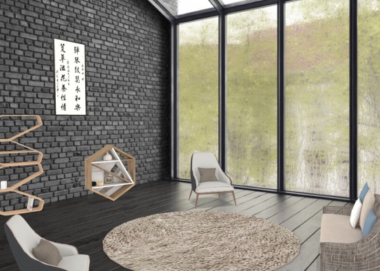 Asian living room  Design Rendering