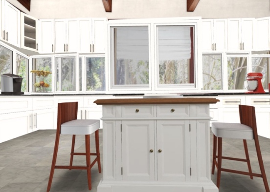 white kitchen Design Rendering