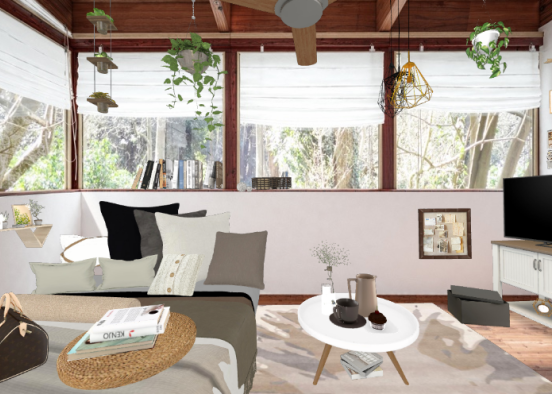 Forest vibe cozy vacation room Design Rendering