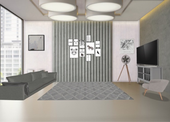 grey living space  Design Rendering