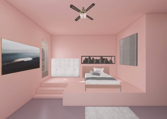 pink and grey room Design Rendering