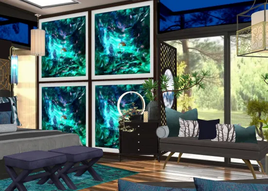 💙Blue stained glass idea room #21 Design Rendering