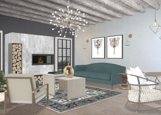 Mid Century Style with a modern vibe Design Rendering