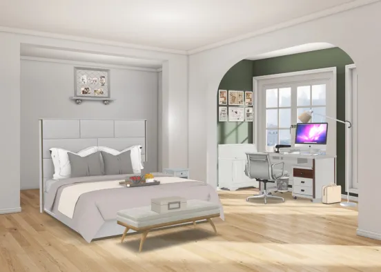 Bedroom+Office combo Design Rendering