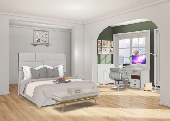 Bedroom+Office combo Design Rendering