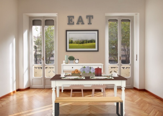 Farmhouse styled dining room Design Rendering