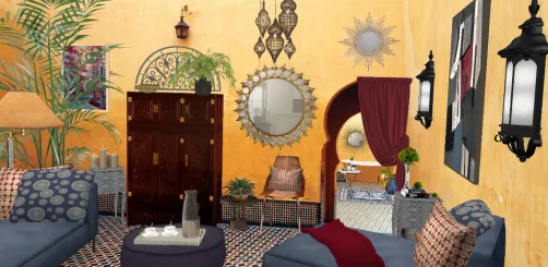 Sitting room with a Moroccan flavor.