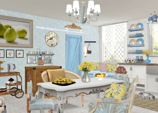 Whimsical country kitchen  Design Rendering