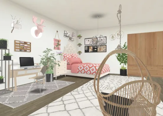 Cute pink bedroom.I hope you like it:) Design Rendering
