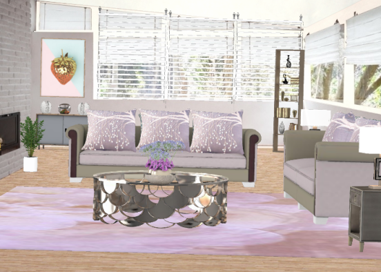 Lavender Living Room  Design Rendering