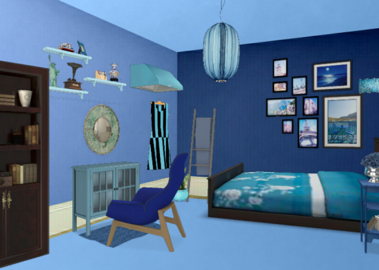 My favorite color blue..  💙😍😍my bed room.  Design Rendering
