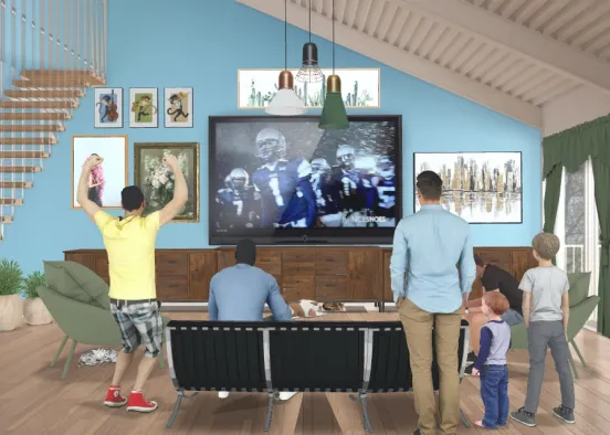 football party in the new house Design Rendering