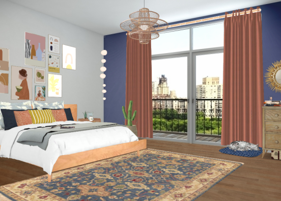 Paris boho  chic bedroom Design Rendering