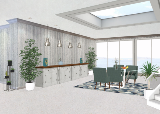 Dining room with Ocean view Design Rendering