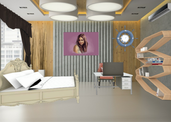 bedroom with A library Design Rendering