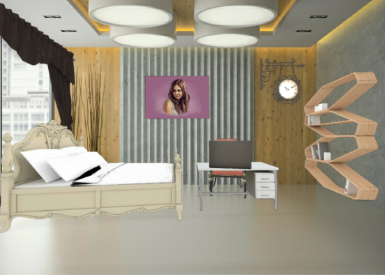 bedroom and A library Design Rendering