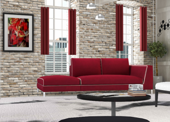 Tricolour Living Room Design Rendering