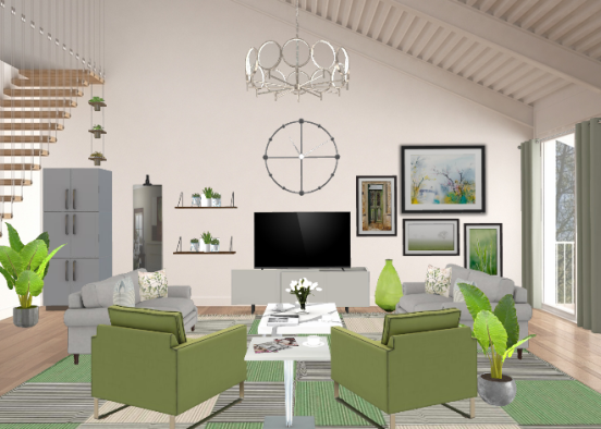 Green Living Area Design Rendering