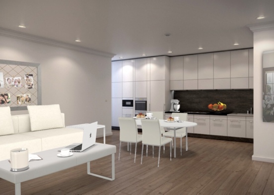 Modern kitchen and living room! Design Rendering