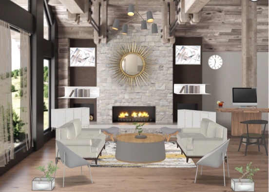 comfy in a gray living room Design Rendering