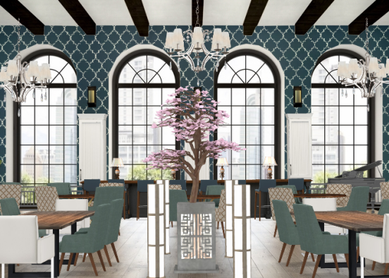 Luxury Restaurant,modern and vintage combination Design Rendering