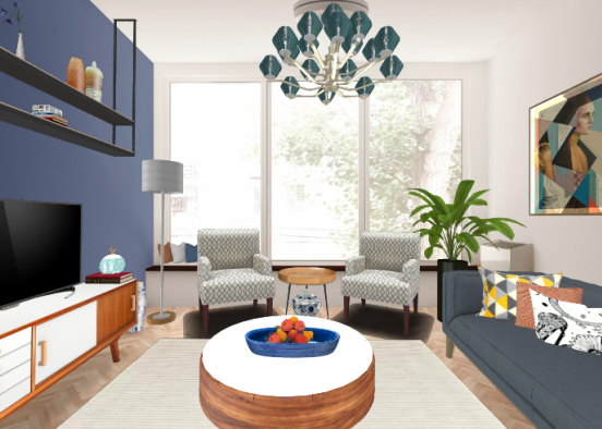 Modern cozy living room Design Rendering