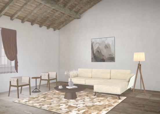 boho living room  Design Rendering