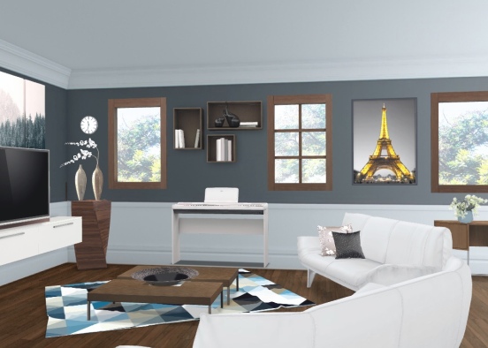 Customed living room with help from @bkbachetta Design Rendering