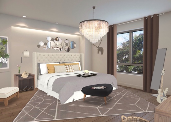 contemporary yellow bedroom  Design Rendering