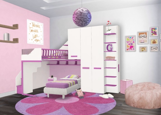 little girls bedroom  Design Rendering